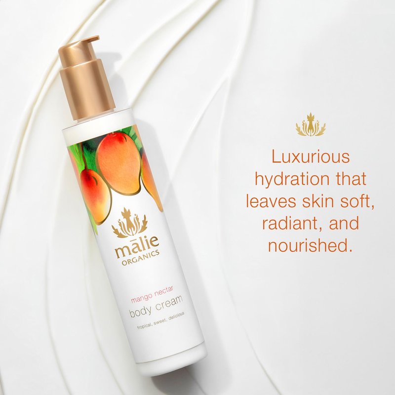 Mālie Organics Body Cream, Mango Nectar Scent, Deep Hydration, Coconut Oil + Kukui Nut Oil + Aloe + Chamomile, Vegan, 7.5 oz