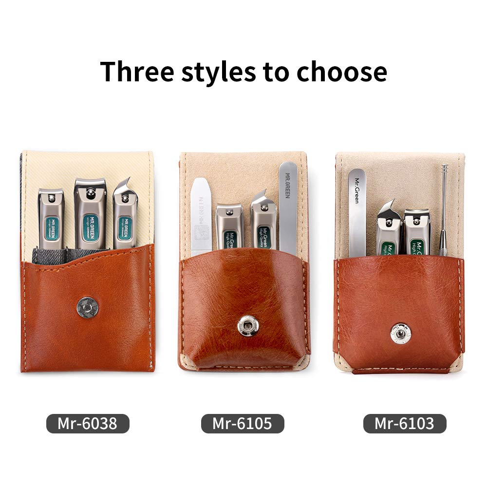 Stainless Steel Nail File with Anti-Slip Handle and Leather Case, 3 pcs Nail Clippers Set Stainless Steel Nail Clippers & Slant EDG Toenail Clipper Cutter