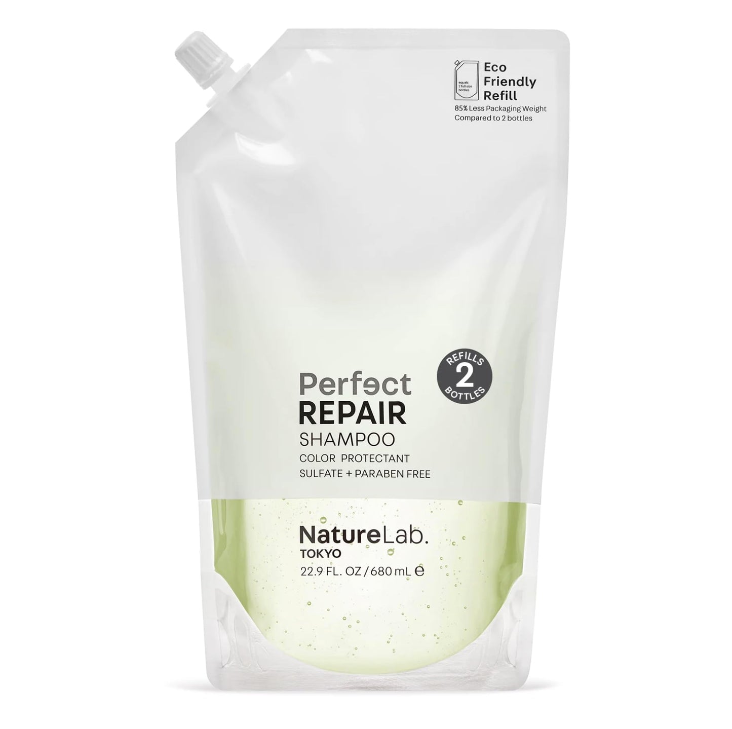 NatureLab.TOKYO Perfect Repair Shampoo - Japanese Shampoo for Damaged, Color-Treated Hair - Penetrates Roots and Revitalizes & Restores Strands Back to Life - Japanese Hair Care - Refill Pouch, 22.9oz