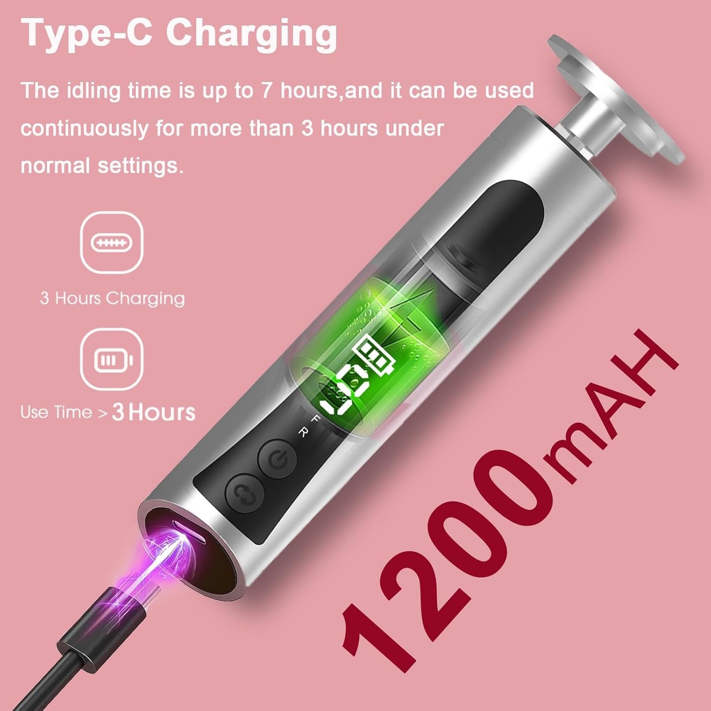 Electric Foot Callus Remover & Nail Drill - Cordless, 11000RPM, 9 Speeds, Digital Display, 10 Grinding Heads & 20 Sandpaper Discs