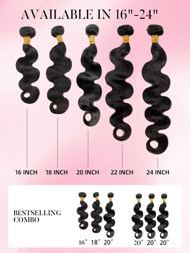 PerisModa Body Wave Bundles Human Hair 18 Inch 1PC 100% Human Hair Bundles Unprocessed Brazilian Virgin Hair Bundle 12A Body Wave Human Hair Extensions Natural Black