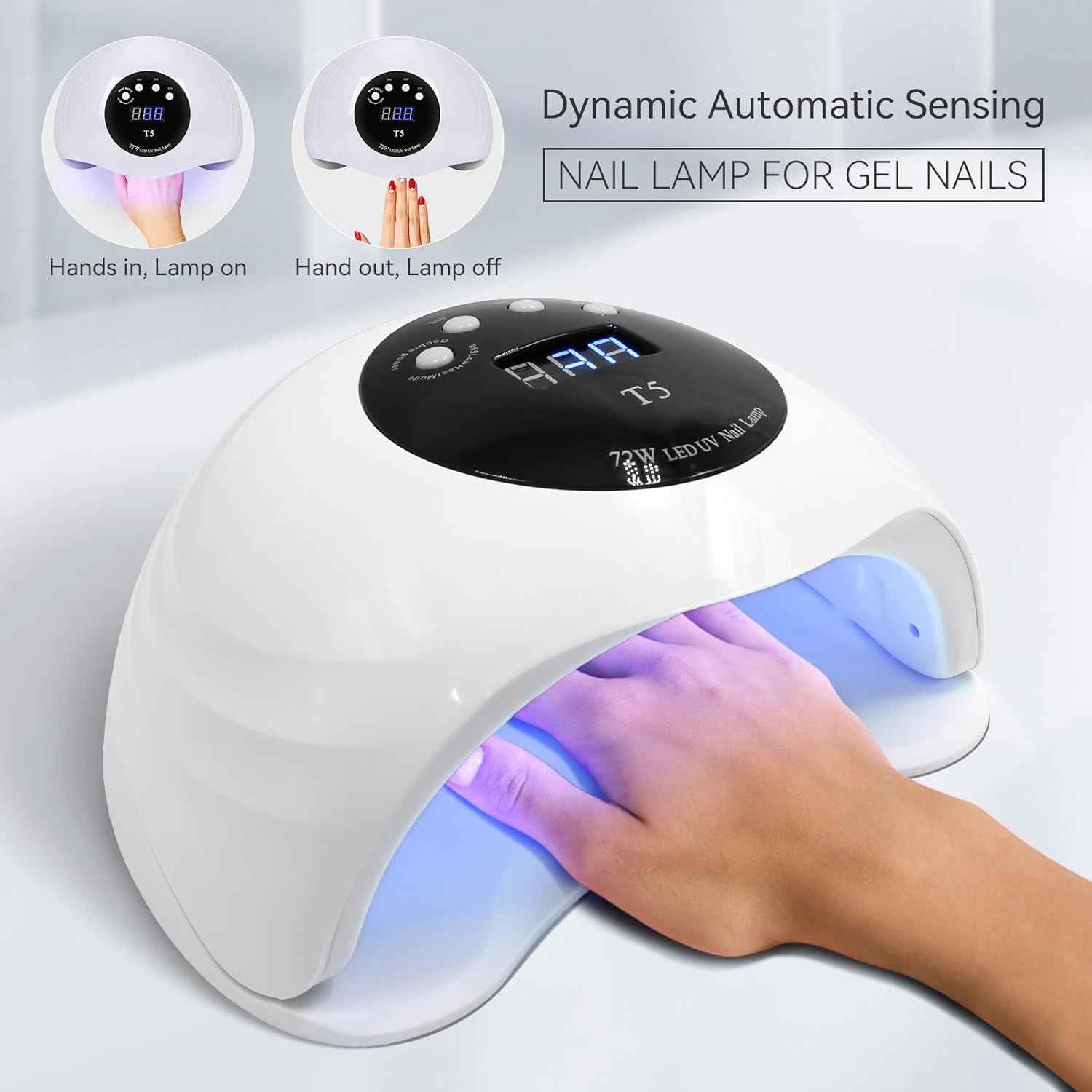 54W UV LED Nail Lamp - Quick-Dry Nail Polish Dryer with 4 Timer Settings for Gel Nails & DIY Nail Art