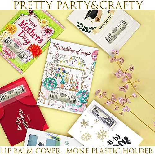 WESAPPINC Clear Chapstick Pouch Plastic Lip Balm Pouches for Gift Cards & Money Cards,Lip Balm Plastic Cover with Adhesive (35PACK)