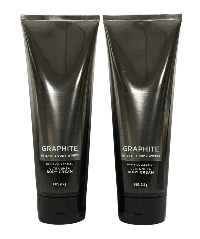 Bath and Body Works Graphite Men's Collection 24 Hour Moisture Body Lotion Lot of 2- Full Size 8 Oz, 238 Ml each (Graphite)