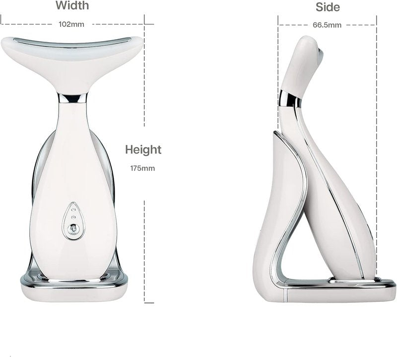 VRAIKO Lily Neck Face Massager, Face Sculpting Tool, Skin Rejuvenation Device with Thermal, Triple Action LED and Vibration, for Anti-Aging, Lifting and Tightening Sagging Skin (Pearl White)