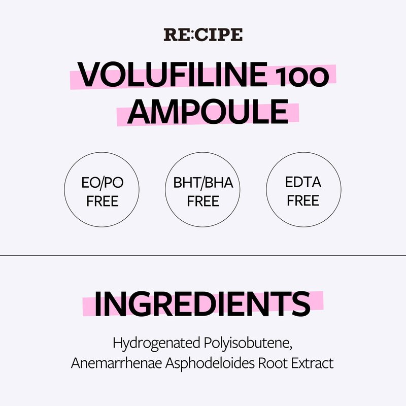 RECIPE Volufiline 100% Ampoule - From France, Sederma - Pure Volufiline Serum - DIY Skin Care Booster for Face & Body – Hydrating & Age-Defying Formula for Elevated Resilience (0.33 fl oz)