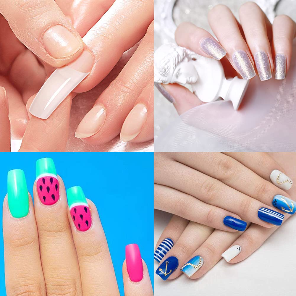 Acrylic Nail Tips - 500 Pcs Natural & Clear Half Cover | 10 Sizes for Salon & DIY Use