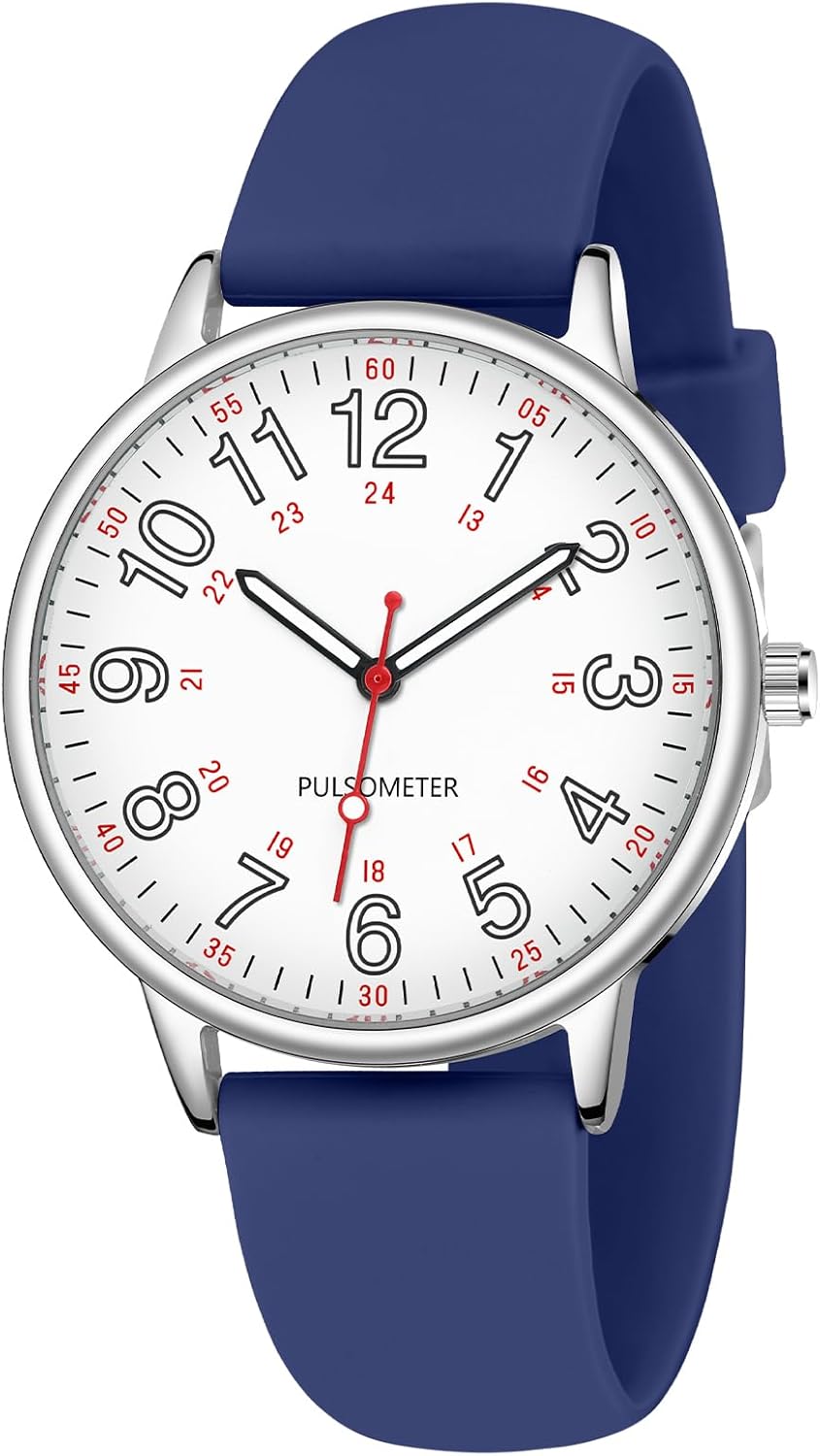 Waterproof Nurse Watch for Medical Professionals,Doctors Nursing Women Men,12/24 Hour Military Time,Analog Watch with Second Hand Nursing Luminouse Easy Read Dial Nurse Watches for Women