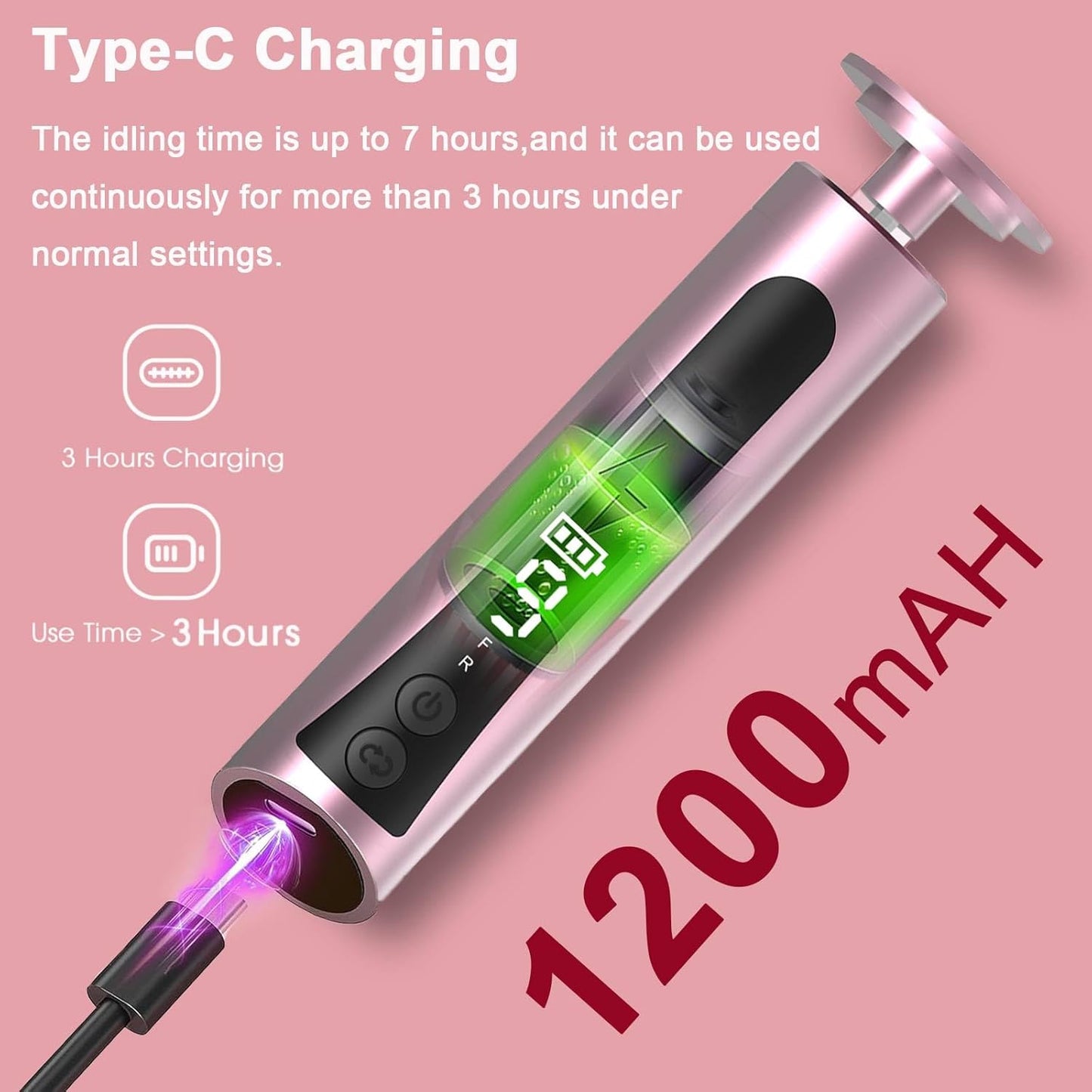 Electric Foot Callus Remover & Nail Drill - Cordless, 11000RPM, 9 Speeds, Digital Display, 10 Grinding Heads & 20 Sandpaper Discs