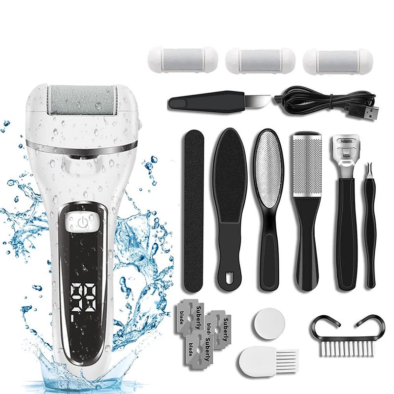 Electric Foot Callus Remover, Foot Polisher for Feet with Rechargeable Waterproof Professional Pedicure Kit, Black, 20 Count (Pack of 10)