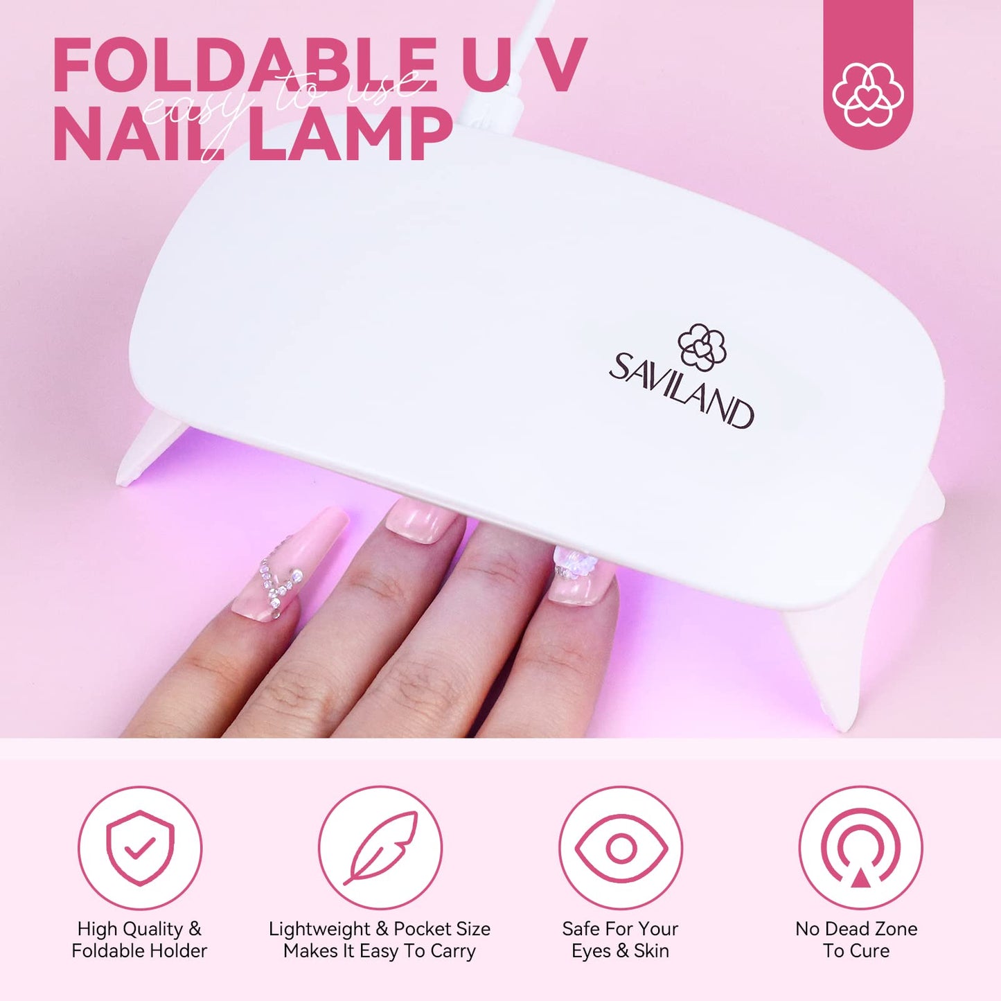 SAVILAND Acrylic Nail Kit with Everything: Complete Nails Kit Acrylic Set For Beginners & Enthusiasts Gel Polish Set U V Lamp, Nail Brushes, and Decorations for DIY Home Salon