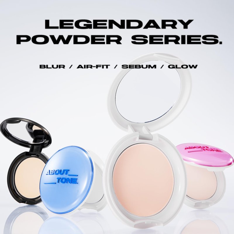 ABOUT TONE Powder Pact - Pressed Powder Compact with Mirror and Puff Makeup Fixing Setting Natural Blur Semi-Matte Finish Transparent Face Tone-Up Oil & Sebum Control Vegan (SEBUM CUT POWDER PACT)