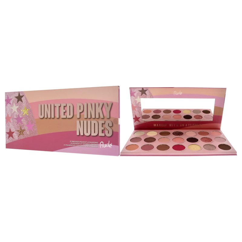 Rude Cosmetics United Pinky Nudes - 21 Pressed Pigment and Shadows Palette Eye Shadow Women 0.74 oz