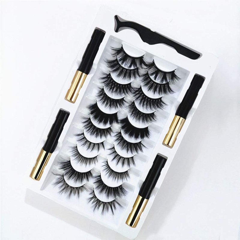 DAODER Magnetic Eyelashes with 4 Tubes Eyeliner Kit Long Magnetic Lashes Wispy 10-20MM Variety Pestañas Postizas Magneticas D Curl 10 Pairs Magnet False Eyelashes for Daily Wear
