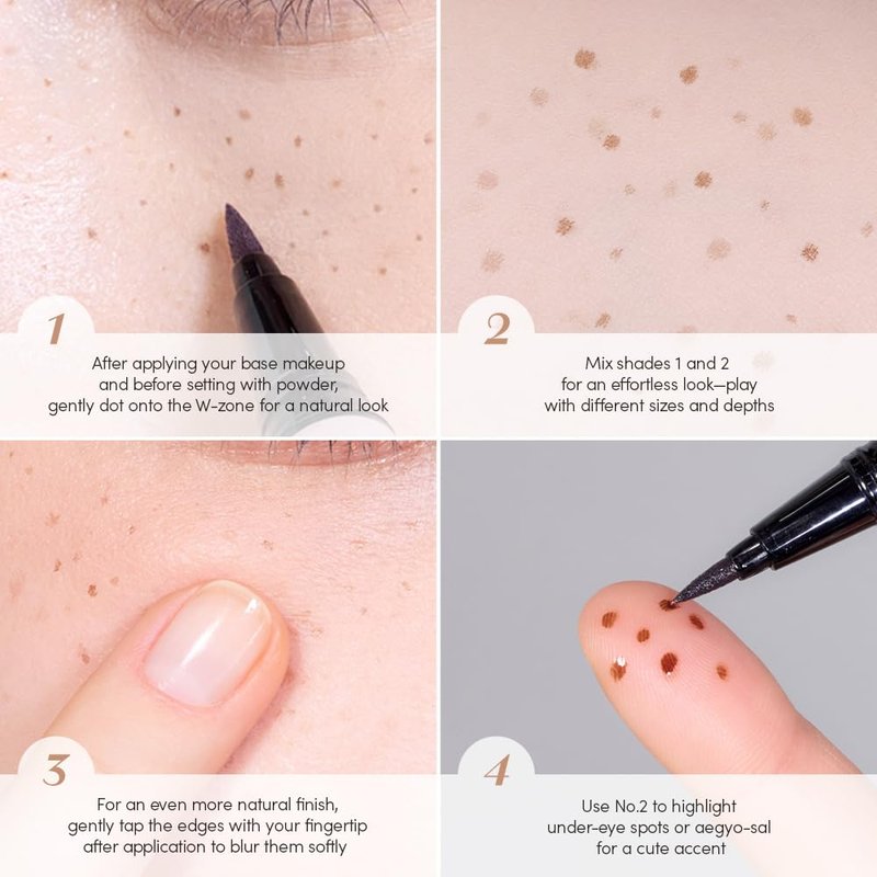 ETUDE Naturally Freckle Pen (light brown), Natural Looking Faux Freckles, Waterproof, Easy Control Sponge Tip, Multi use for Brow Hair Strokes and Lip Liner (0.5g)