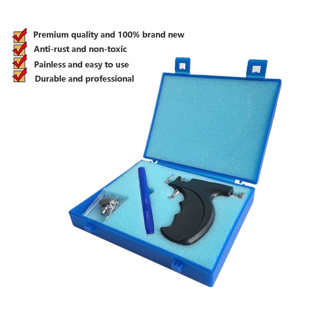 kamija Professional Ear Piercing Gun Kit with 6 Pairs S925 Sterling Silver Earrings (18K Yellow Gold Plated)+10 Pairs 316L Surgical Stainless Steel Gun Stud Earrings