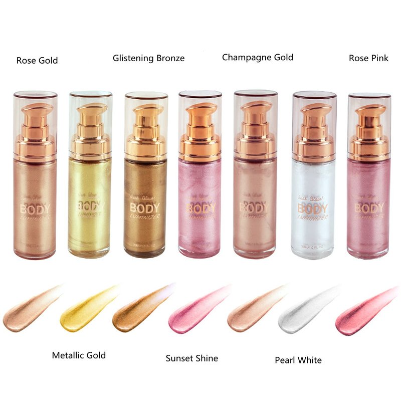 MAEPEOR Body Luminizer 6 Colors Waterproof Smooth Shimmer Face Body Glow Illuminator Non-sticky Liquid Body Highlight Illuminator (30 ML, 02 Metallic Gold)