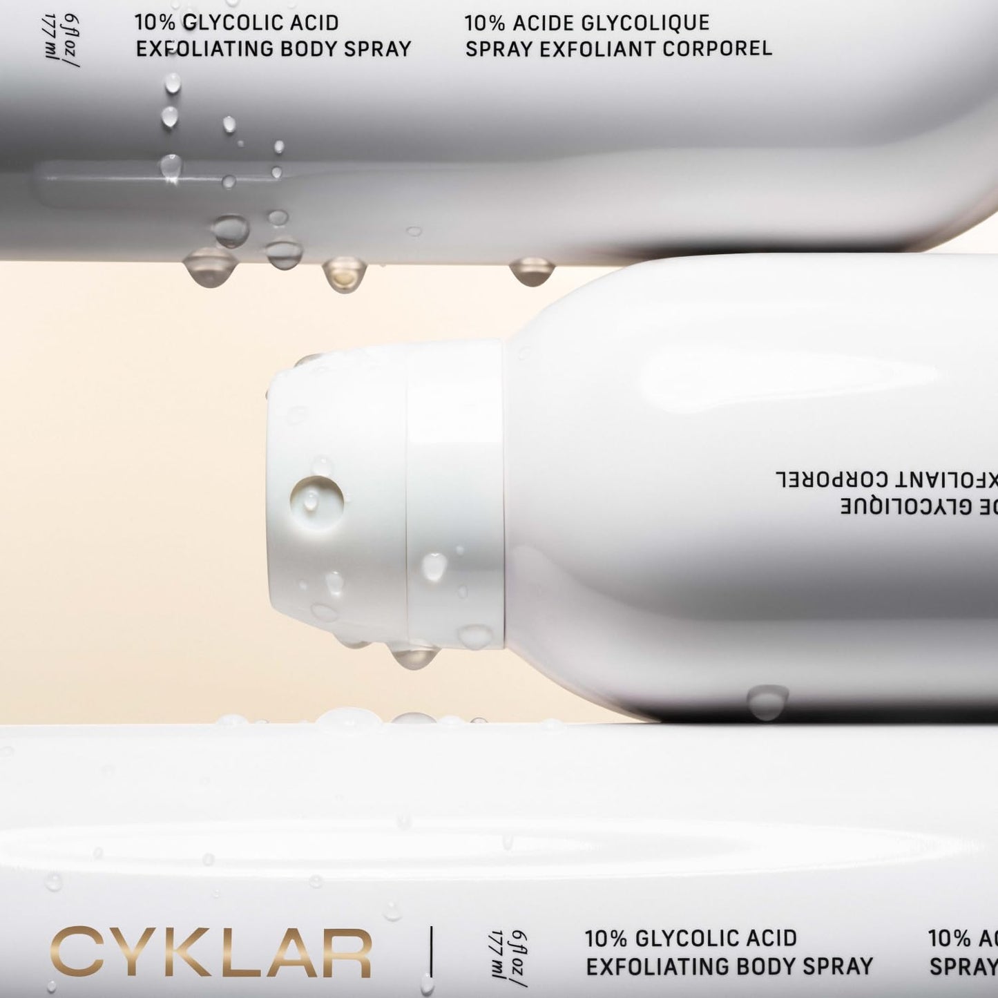 Cyklar Glycolic Acid Exfoliating Body Spray – 10% AHA Toner for Face & Body. Skin-Smoothing Spray with Peptides & Enzymes – Fragrance-Free, 6 fl oz
