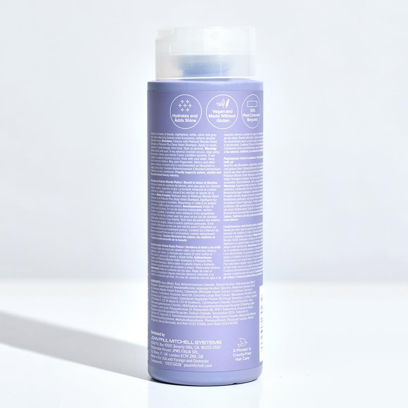Paul Mitchell Platinum Blonde Conditioner - Banish Brass & Brighten Light to Medium Blonde, Silver, Gray, or White Hair