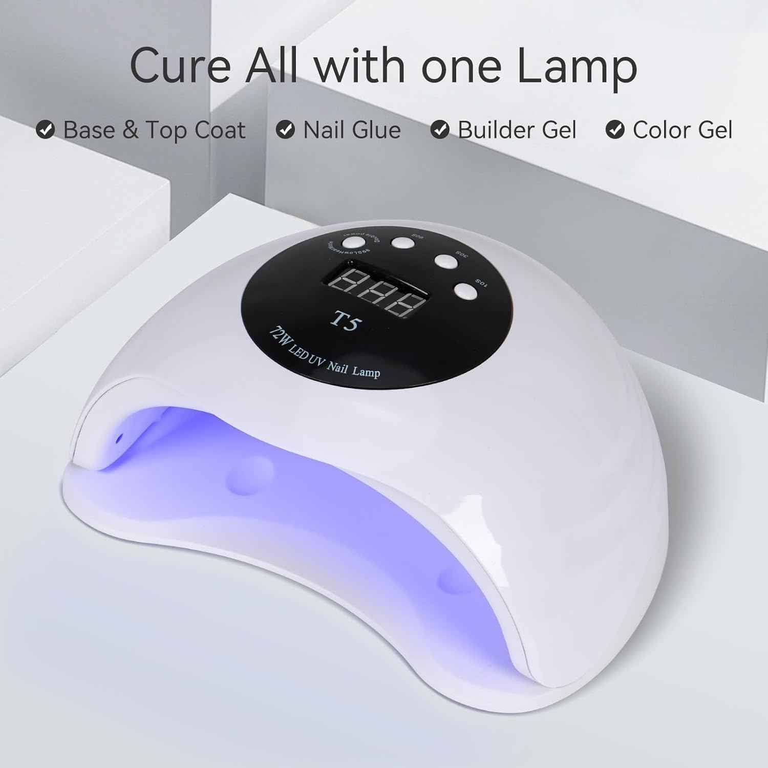 54W UV LED Nail Lamp - Quick-Dry Nail Polish Dryer with 4 Timer Settings for Gel Nails & DIY Nail Art