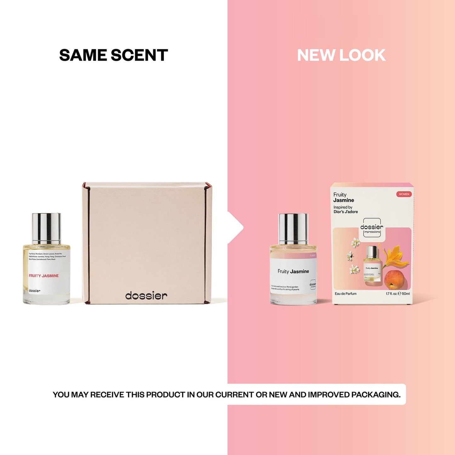Dossier - Fruity Jasmine - Eau de Parfum - Inspired by J'adore - Long-Lasting Fragrance - Feminine - 1.7 fl oz (50ml)