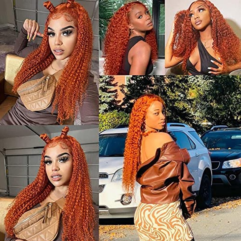 Ginger Orange Bundles Human Hair 26 28 30 Inch Jerry Curly Wave Human Hair Bundles Orange 350 Bundles Unprocessed Brazilian Virgin Hair Quick Weave Hair for Black Women