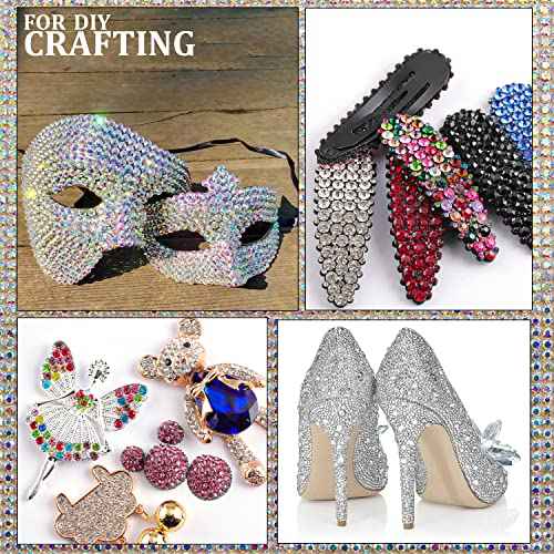 Two Packs of Flatback Rhinestones 4520 Pcs Crystal, Colorful Rhinestones for Nails, Multicolored+ AB+Transparent White Gems with Picker Tools for Bedazzling Nail Crafting Face Makeup