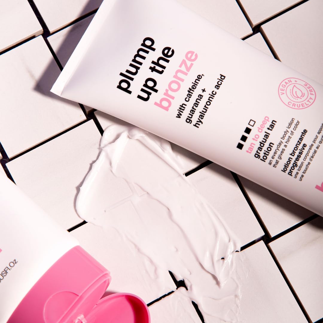 b.tan Dark Gradual Self Tanning Lotion | Plump Up the Bronze Everyday Glow Lotion - Develop a Bronzed Glow, Sunless Tanner Infused With Hyaluronic Acid, No Fake Tan Smell 8 Fl Oz