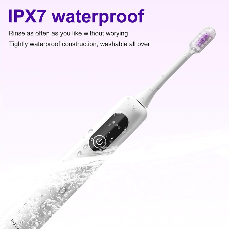 HOSOKA Electric Toothbrush for Adults, 60° Oscillating & Vibration Sonic Electric Toothbrush, Wave Toothbrush with Configurable App, 3 Brush Heads, Magnetic Rechargeable Travel Toothbrush, IPX7