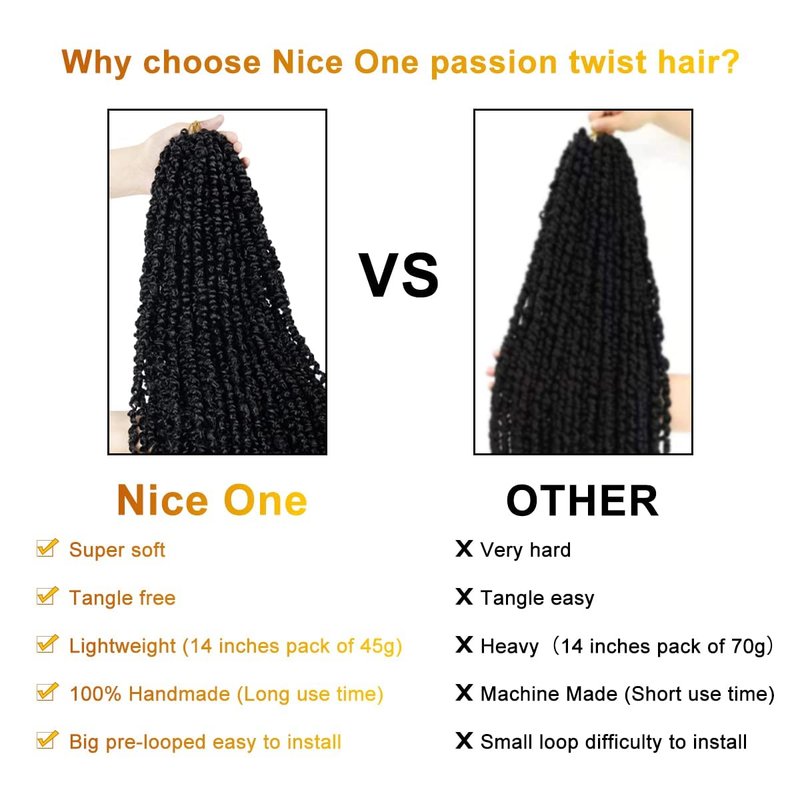 Nice One Pre-Twisted Passion Twist Hair 12 Inch, 112 Strands Short Passion Twist Crochet Hair for Women 8 Packs Ombre Brown Pre-Looped Passion Twists Braiding Synthetic Hair Extensions (12inch,T30#)