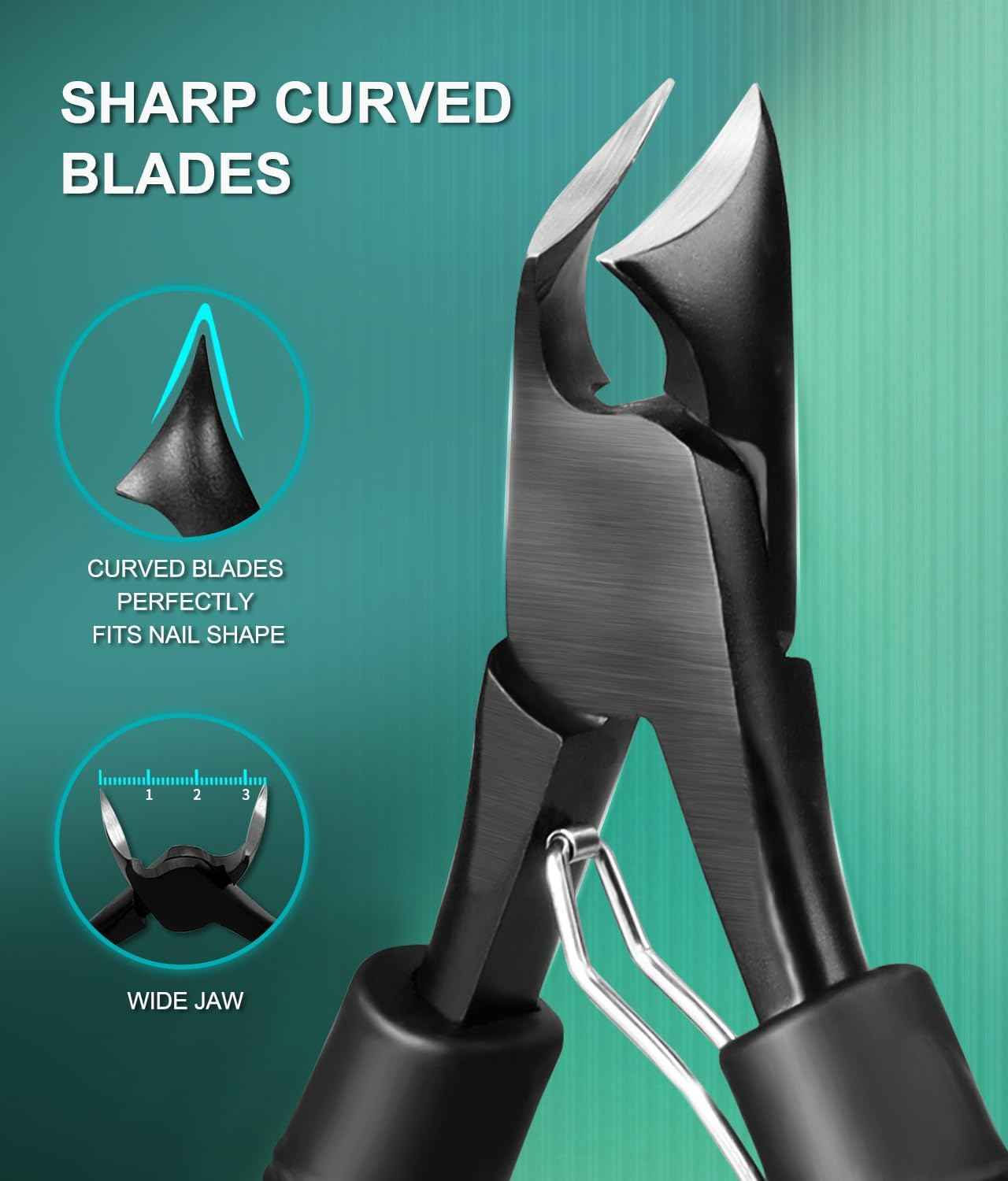 Ingrown Toenail Tool Kit with Wide Jaw & 360° Rotating Long Handle Clipper