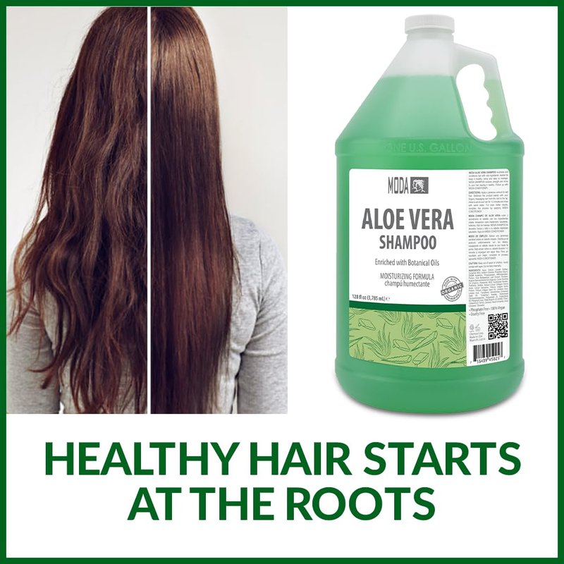MODA Shampoo - Moisturizing Shampoo for All Hair Types - 128Oz, Professional - Deeply Cleanses and Conditions, Strengthens, Restores and Shine your Hair (Aloe Vera)
