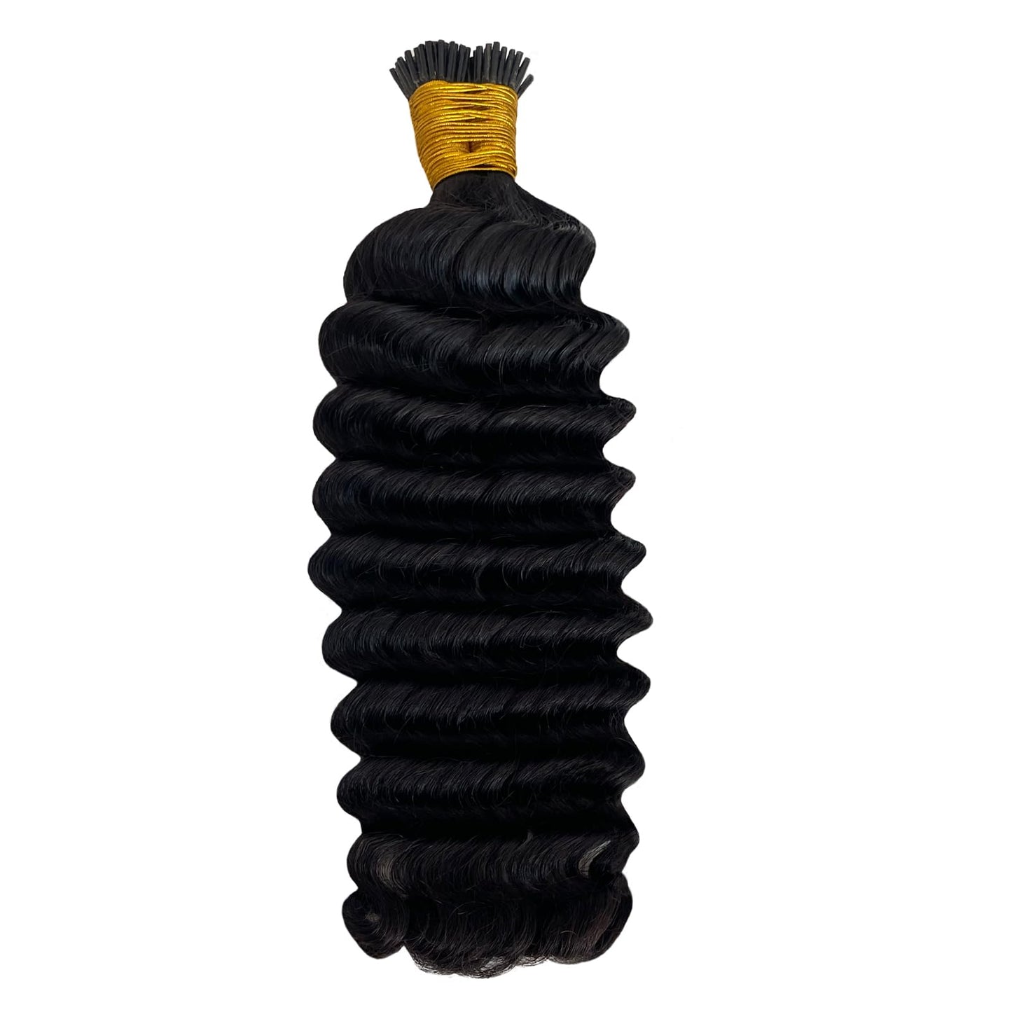 Curly I Tip Hair Extensions Human Hair for Black Women Invisible I Tip Human Hair Extensions Stick Tip Fusion Extension Brazilian Deep Wave Real Human Hair 50g 16 Inch
