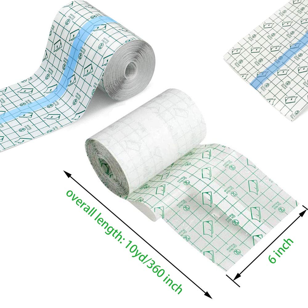 Tattoo Aftercare Bandage Roll 6" x 10 Yard - Waterproof Transparent Film for Tattoo Initial Healing and Skin Repair Adhesive Tattoo Supply Wrap