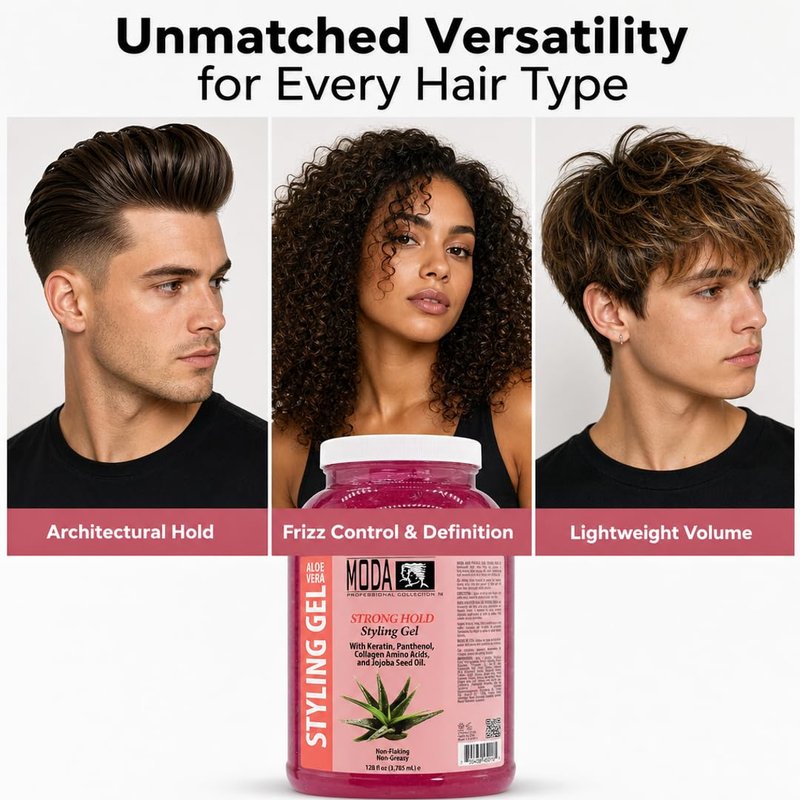MODA Hair Styling Gel & Restorative Treatment – Alcohol-Free, Sulfate-Free, Paraben-Free | All-Day Hold for All Hair Types | Salon & Family Use | Cruelty-Free, Vegan, Made in USA | 128 oz