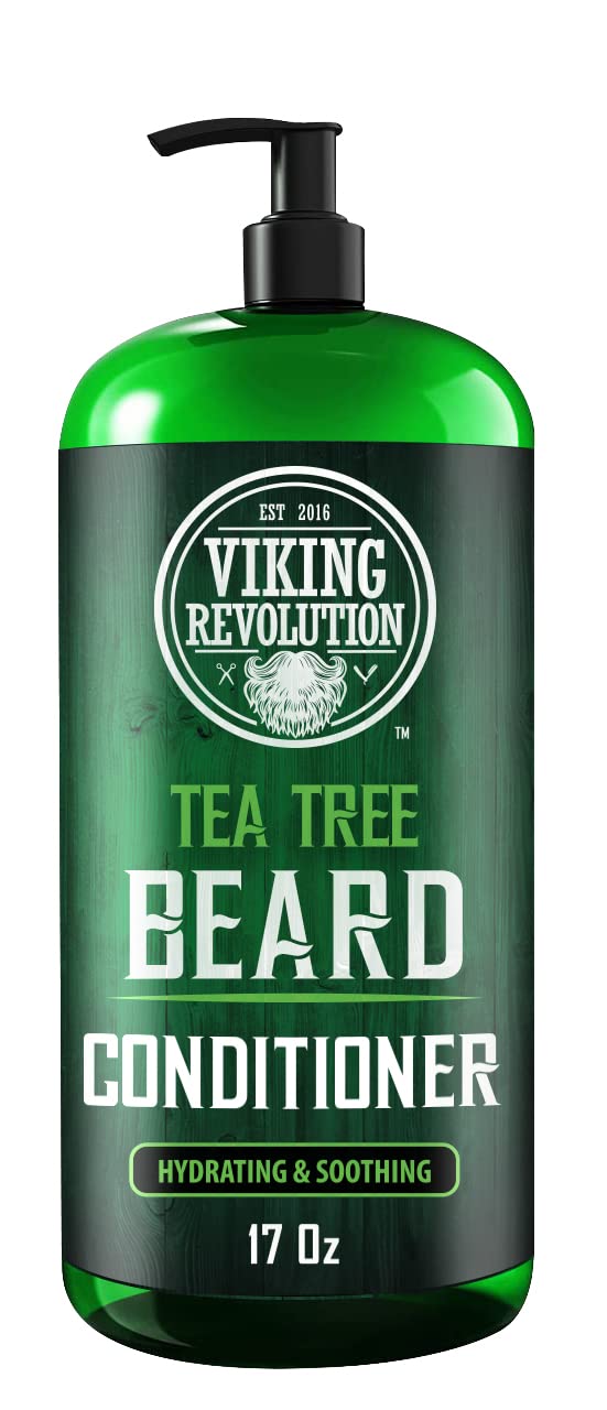 Viking Revolution Tea Tree Oil Beard Wash & Conditioner Set - Natural Softener with Argan Oil, Vitamin E & Ginseng | 17 Oz