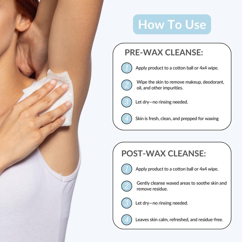 Relax and Wax Clean Sweep 2-in-1 Pre & Post Waxing Cleanser – No-Rinse, Anti-microbial & Moisturizing Formula – Removes Oil, Dirt & Makeup – Soothes & Preps Skin for Effective Waxing– 16oz