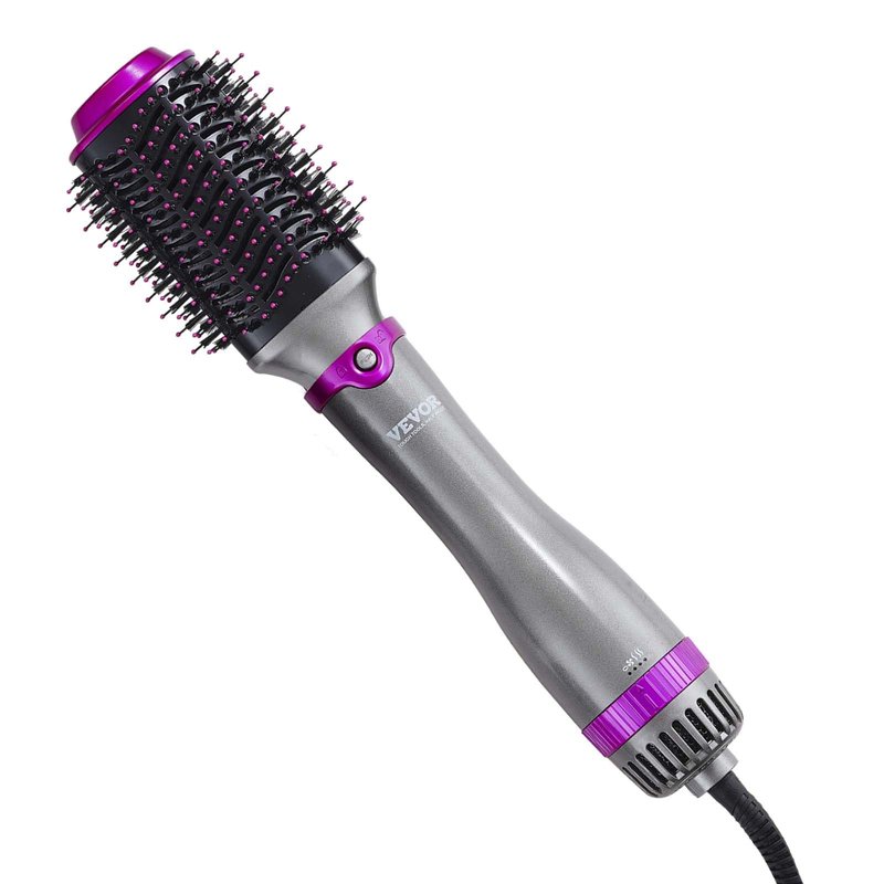VEVOR Hair Air Styler and Dryer Brush, 5-in-1 Multi Hair Styler with 3 Brushes & 2 Nozzles, Ionic Blow Dryer Brush, Reduced Heat Damage, High-Speed Styling Tool for Volumizing Straightening Curling