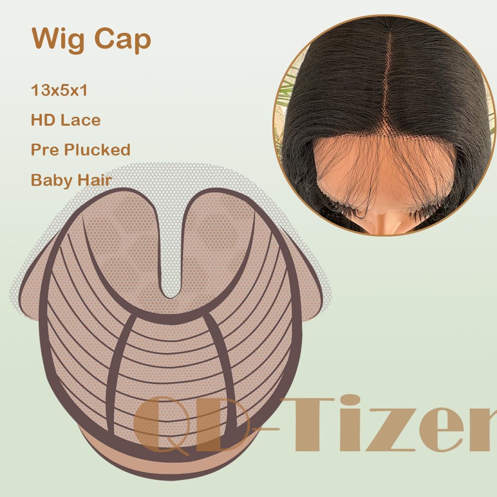 QD-Tizer Synthetic Lace Front Wigs for Black Women Straight Long Hair Wig Pre Plucked Bleached Knots with Baby Hair Heat Resistant Full Wigs Glueless