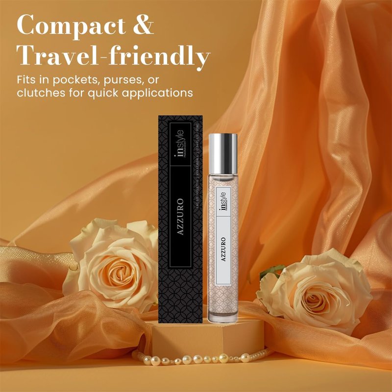 Instyle Fragrances, Azzuro, Rollerball, Women’s Eau de Toilette, Vegan, Paraben-Free, Phthalate-Free, Never Tested on Animals, 0.34 Fluid Ounces