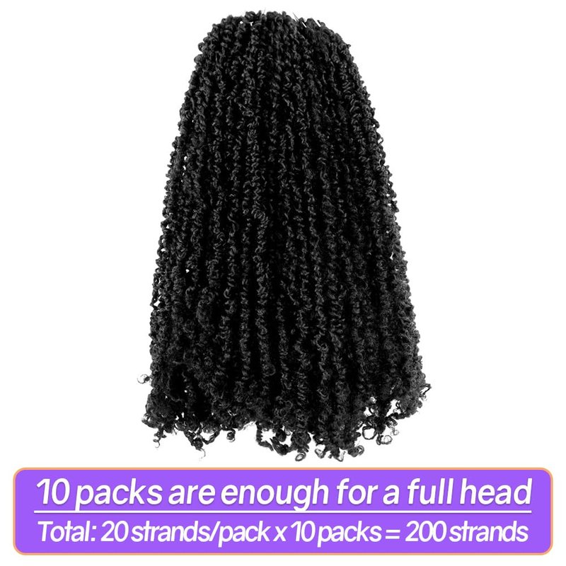 14 Inch 10 Packs Yanky Twist Crochet Hair Pre-twisted Natural Black Kinky Mini Spring Twist Plus Small Curly Senegalese Twist Braids (1#)