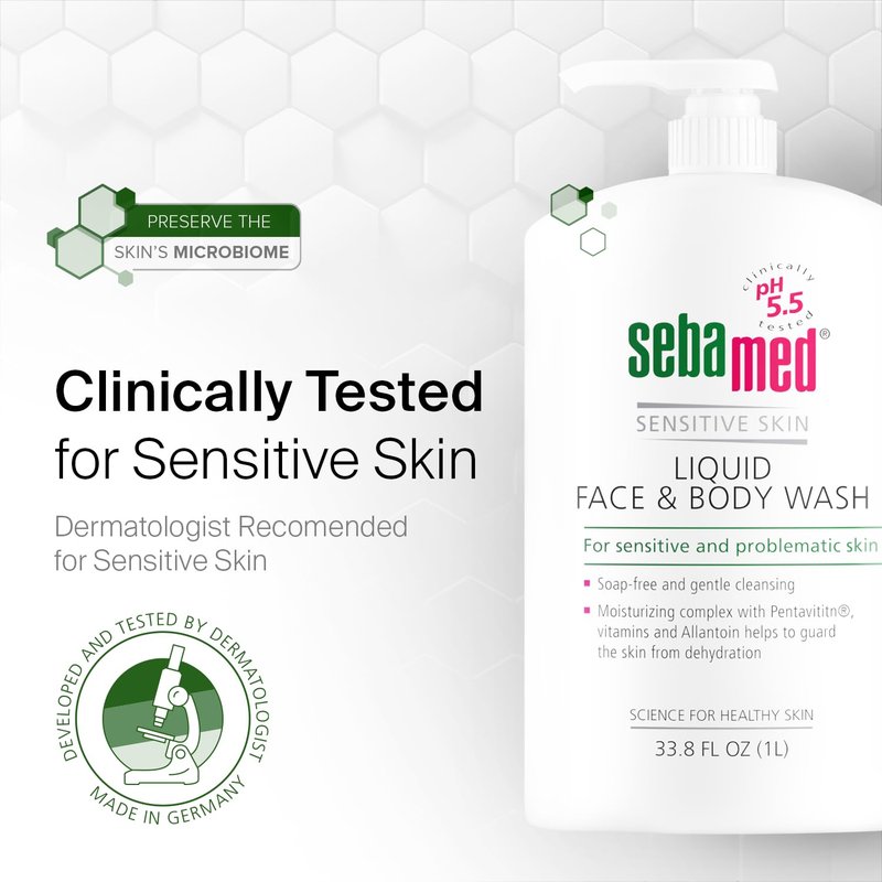 Sebamed Liquid Face & Body Wash 1000mL (1 Liter) Paraben-Free Dermatologist Recommended Mild Gentle Cleanser