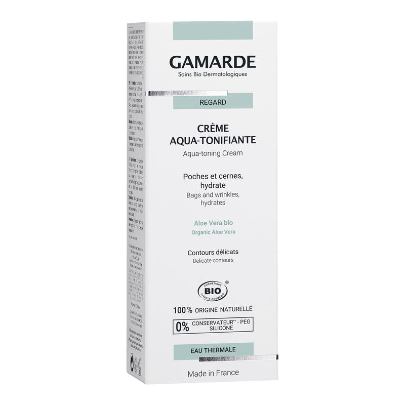 Gamarde Aqua-Tonifying Cream - Anti Aging Eye Cream Reduces Puffiness and Dark Circles - Hyaluronic Acid and Aloe Vera Restores Hydration - 0.7 oz