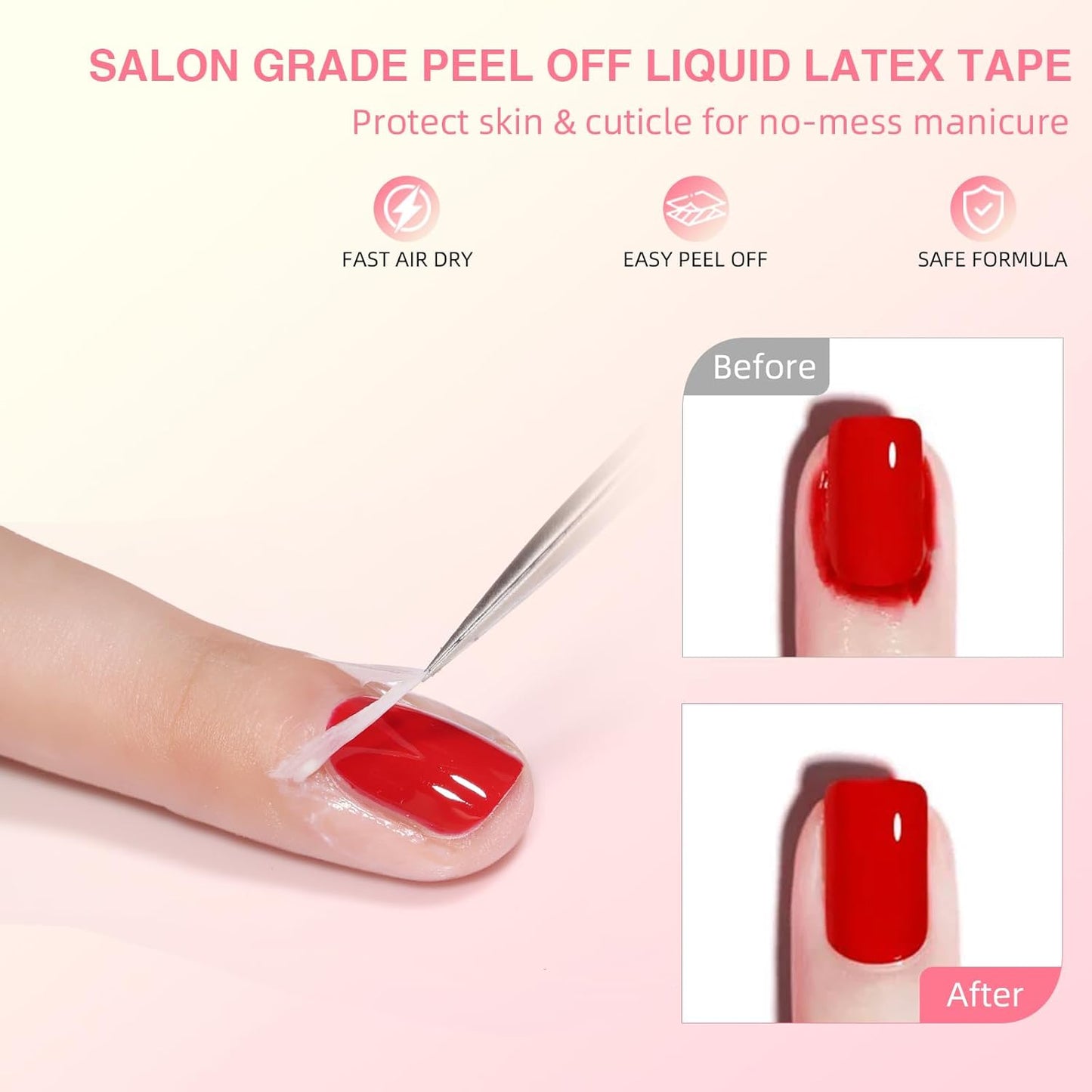 Gel Polish Remover Kit - 3 x 18ml with Cuticle Oil & Liquid Latex Tape, Fast 3-5 Min Removal