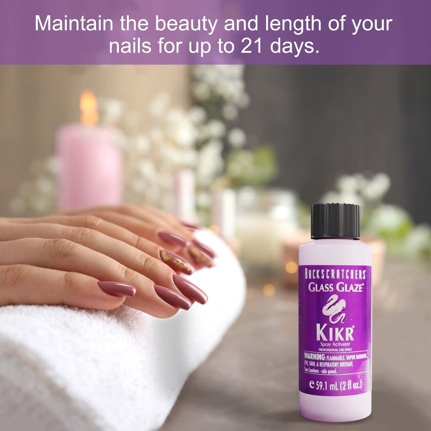 Backscratchers Kikr Activator - Quick Dry Nail Resin Mist for Manicure and Nail Repair Wrap - 2 oz
