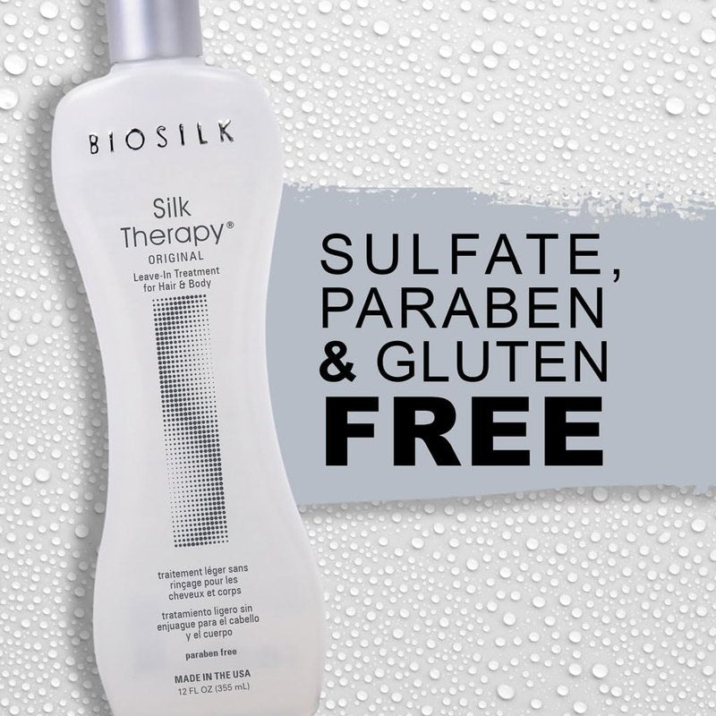 BioSilk Silk Therapy Original, Reconstructing Leave-In Hair Treatment, Adds Shine, Smooths & Prevents Split Ends, Sulfate-Free, Paraben-Free, Cruelty-Free, 12 Oz