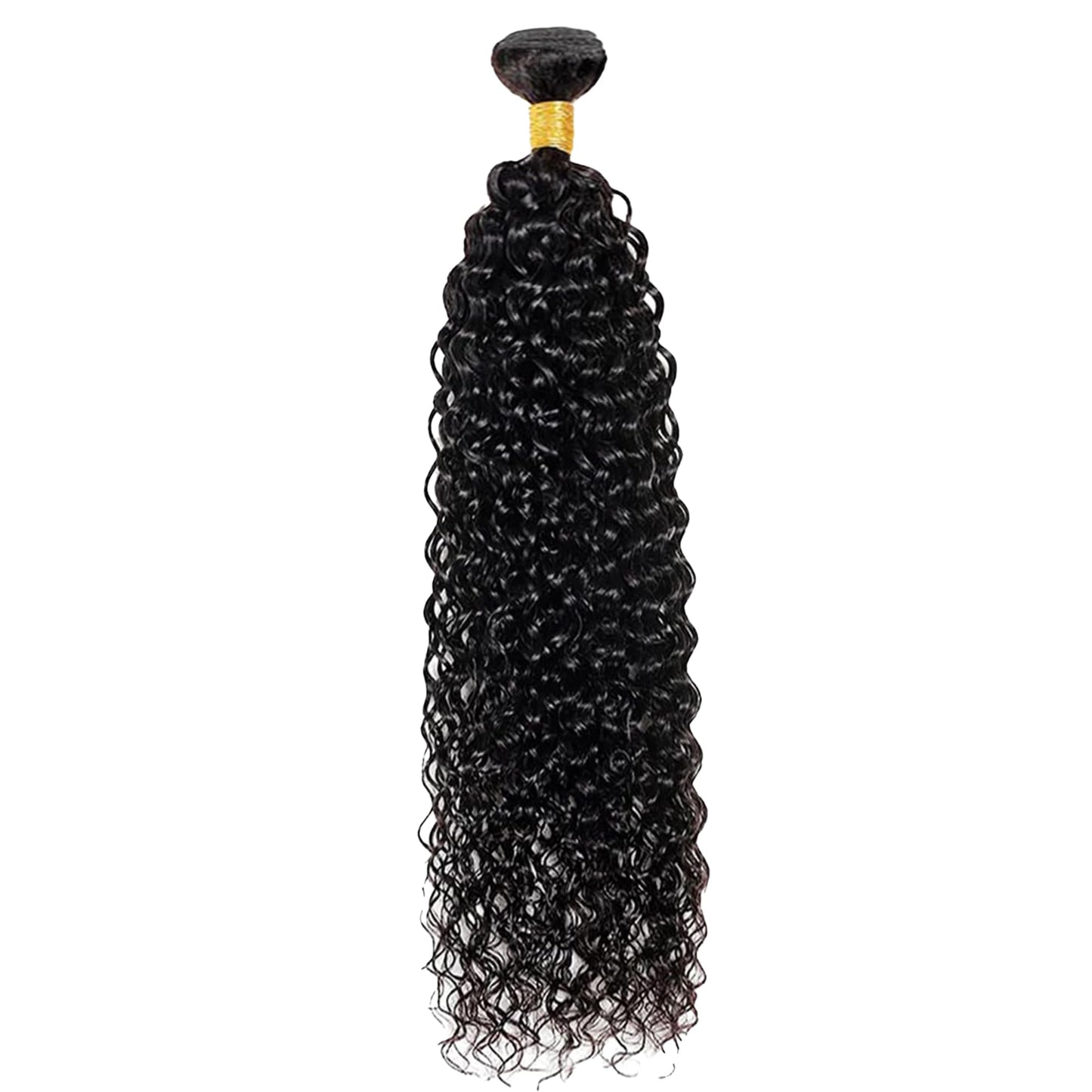 BOKIEOIE Natural Black Bundle Human Hair Unprocessed Brazilian Virgin Water Wave Human Hair Bundles 22 Inch Single Bundle Color #1B Double Weft Hair Extensions 100g Total for Black Women