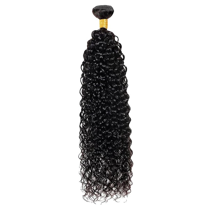BOKIEOIE Natural Black Bundle Human Hair Unprocessed Brazilian Virgin Water Wave Human Hair Bundles 22 Inch Single Bundle Color #1B Double Weft Hair Extensions 100g Total for Black Women