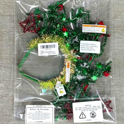 CASDRE Christmas Light up Headband Green Red Snowflake Hair Hoop Xmas Gift Sparkly Hair Accessories for Women and Girls