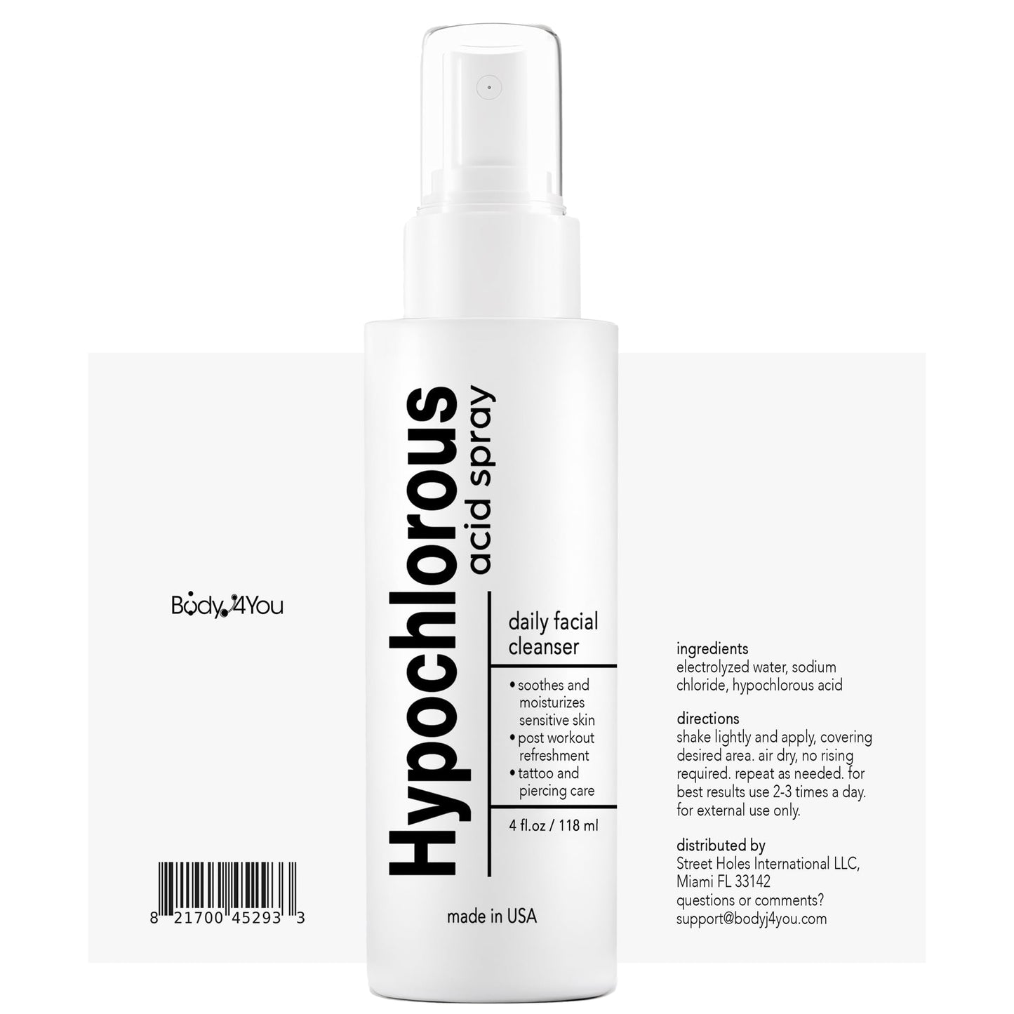 BodyJ4You Hypochlorous Acid Spray for Face Cleaner - HOCL Facial Toner Acne Sensitive Skin - Molecule Spray Topical Skin Redness Relief Breakouts - Piercing Aftercare HOCL Mist - Pack of 3